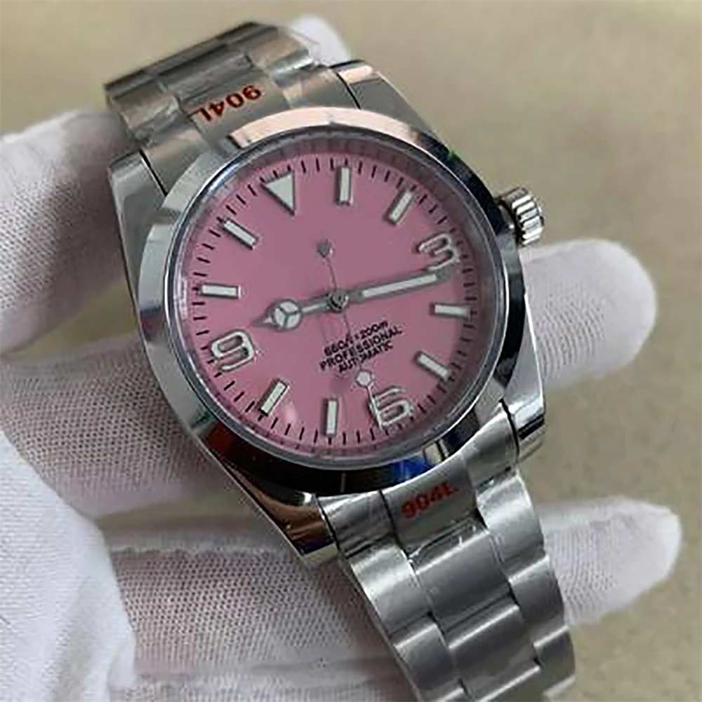 

36mm Women Watch Sapphire Wristwatch Waterproof Stainless Steel Case Brushed Strap NH35 Movement Mechanical Watch for Men