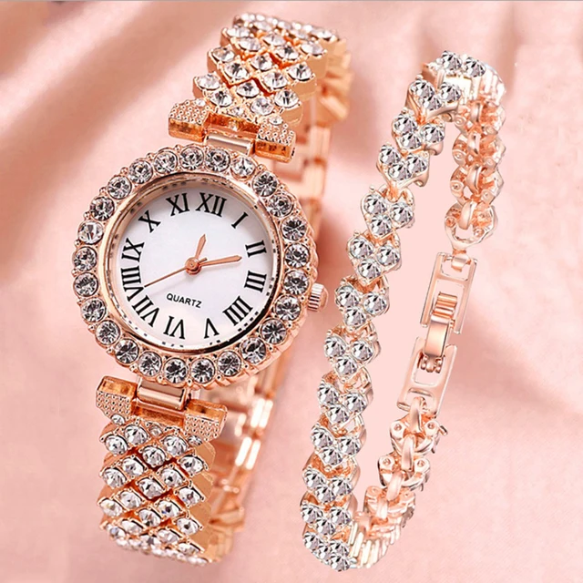 Women's Watch Quartz Bracelet Chains Pattern Diamond