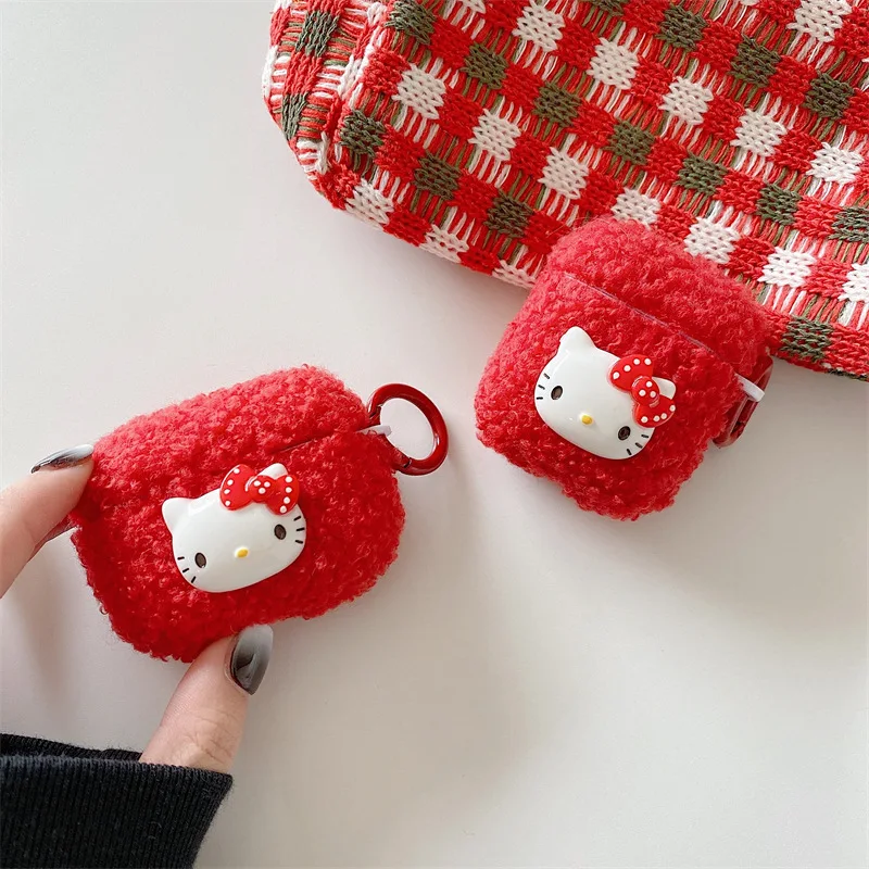 

Red Plush Cat 2021 AirPods 3 Case Apple AirPods 2 Case Cover AirPods Pro Case IPhone Earbuds Accessories AirPod Case Air Pods