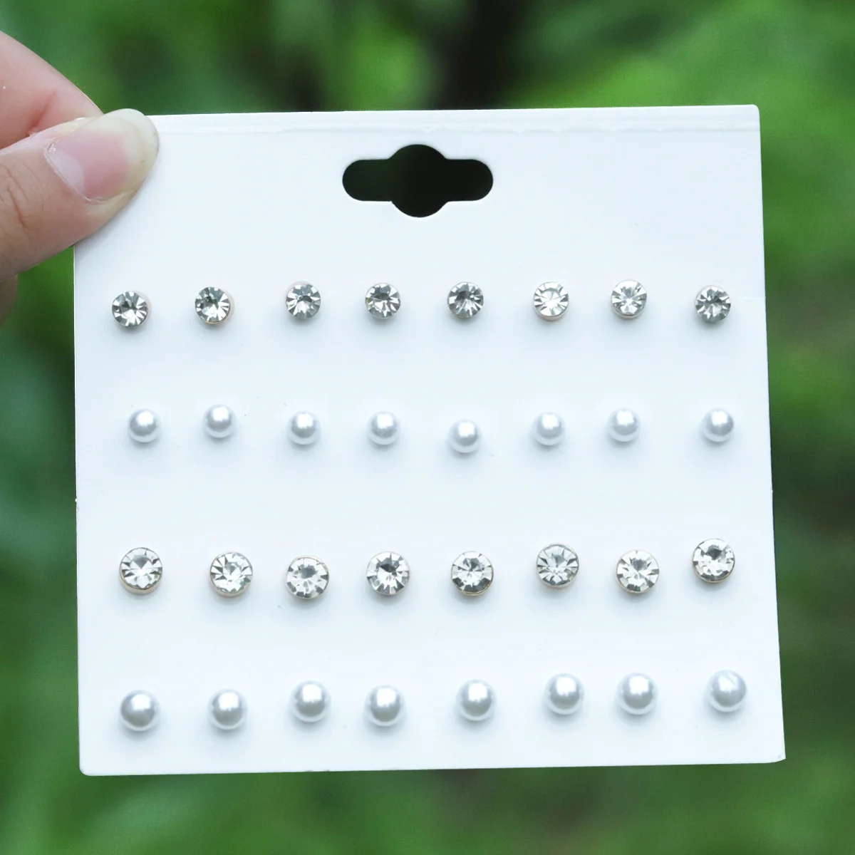 

16 Pair Light Luxury and Minimalist Atmosphere Imitation Pearl Rhinestone Earnail Set for Women's Versatile Earrings and