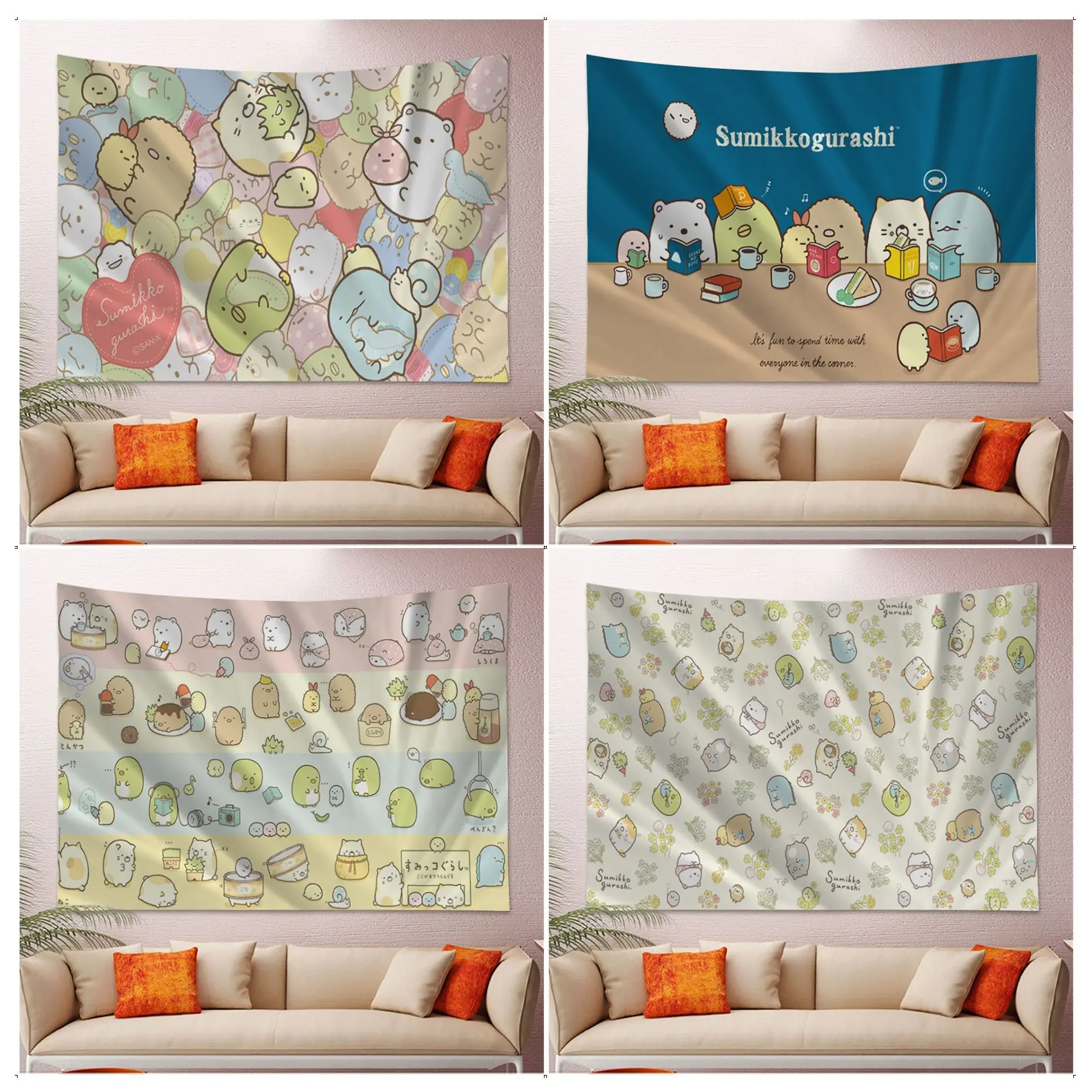 

Sumikko Gurashi Anime Tapestry Home Decoration Hippie Bohemian Decoration Divination Decor Blanket
