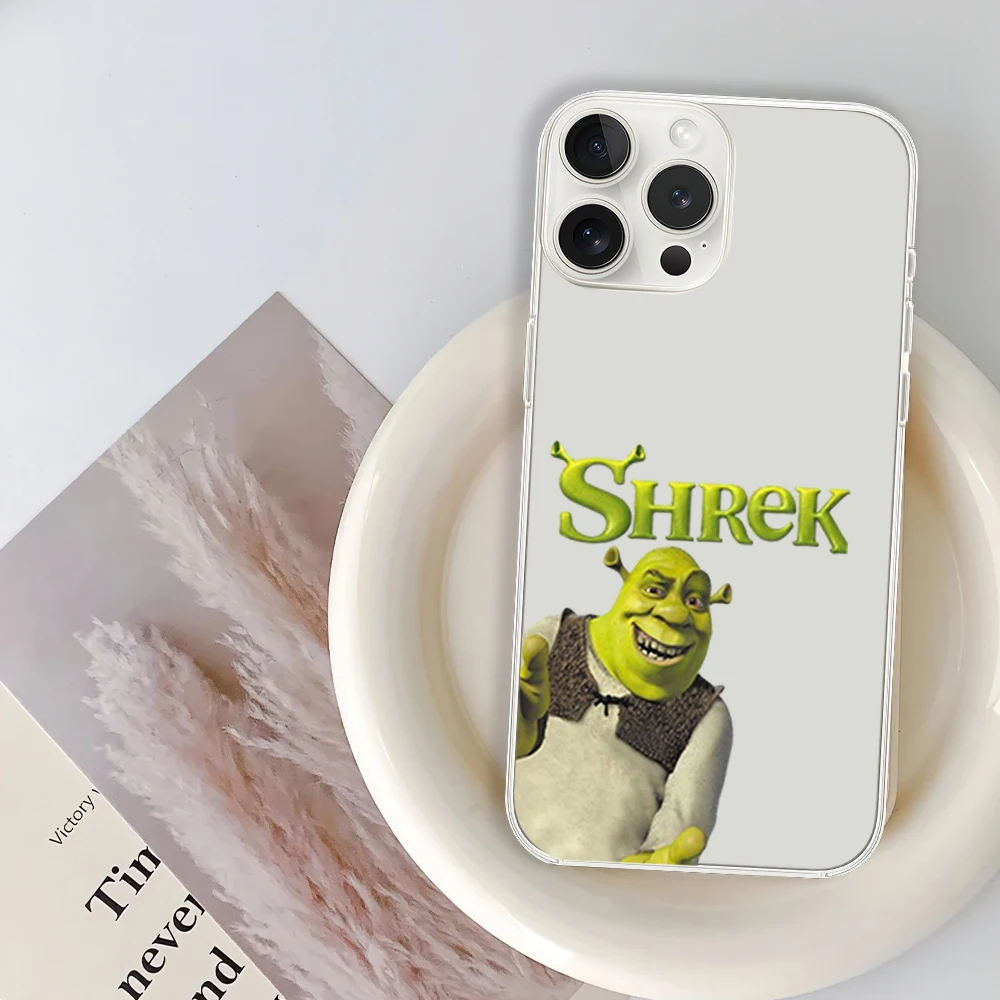 Cartoon S-Shreks Phone Case for iPhone 12 11 13 14 15 16 Max Pro Plus Transparent Soft Shell