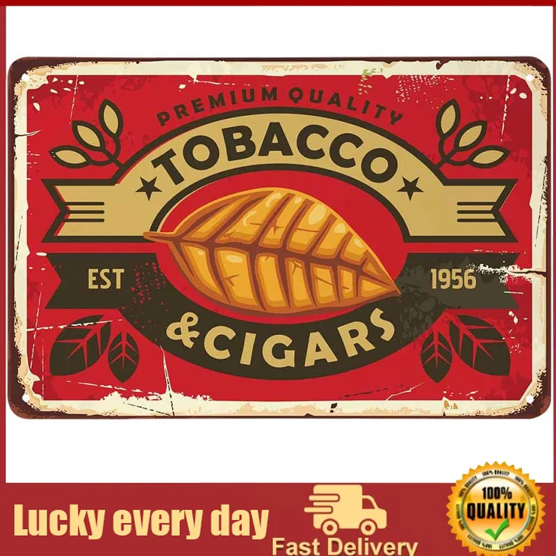 

Tobacco Tin Sign,Branch Botanical Star Cigar Smoke Gentleman Retro Vintage Metal Tin Signs for Cafes Bars Pubs Shop Wall