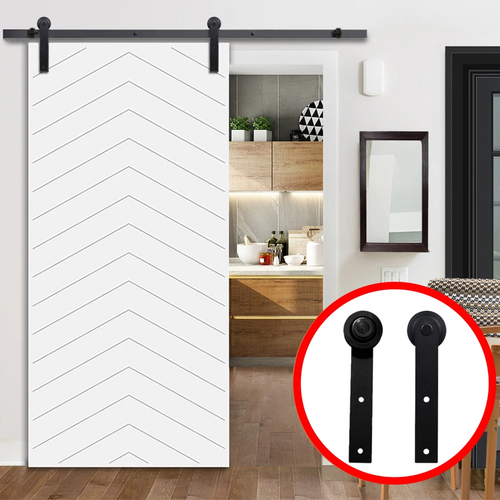 

2 Pcs Top Mounted Durable Kitchen Door Hardware Steel Closet Roller Rail Home Bathroom Track With Screws Sliding Barn