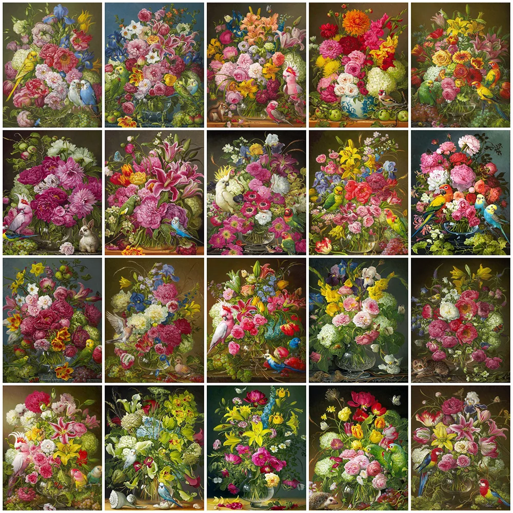 

HUACAN DIY алмазная живопись Цветочная ваза полная Алмазная вышивка птица искусство творческие хобби