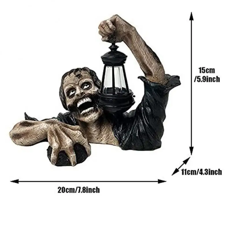 

Garden Statue Zombie Lantern With Battery Halloween Outdoor Horror Decor Halloween Decoration Resin Crafts Ornament Lawn Decor