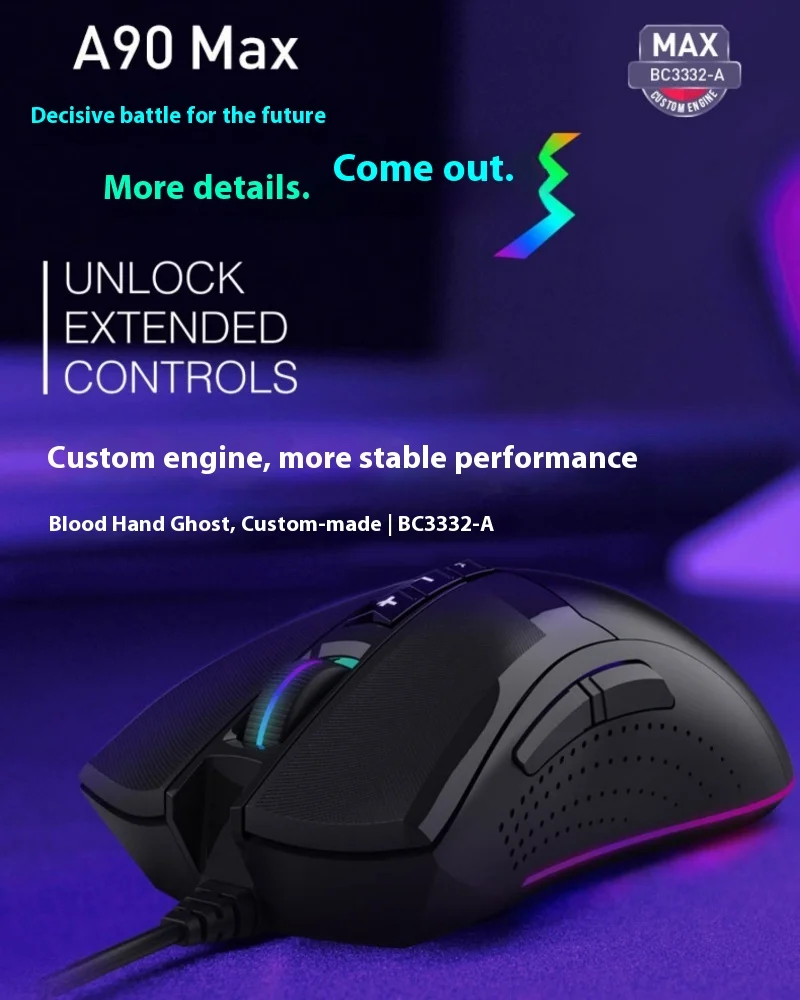 Фото Мышь Компьютерная A4tech Проводная Механическая игровая, Usb, для киберспорта №3