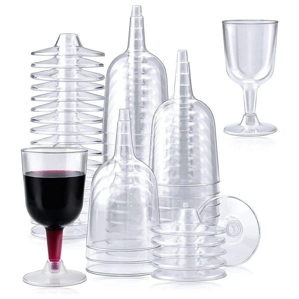 

50 шт. прозрачные пластиковые стаканы для вина, утилизируемые одноразовые и многоразовые чашки для шампанского, десерта, пудинга