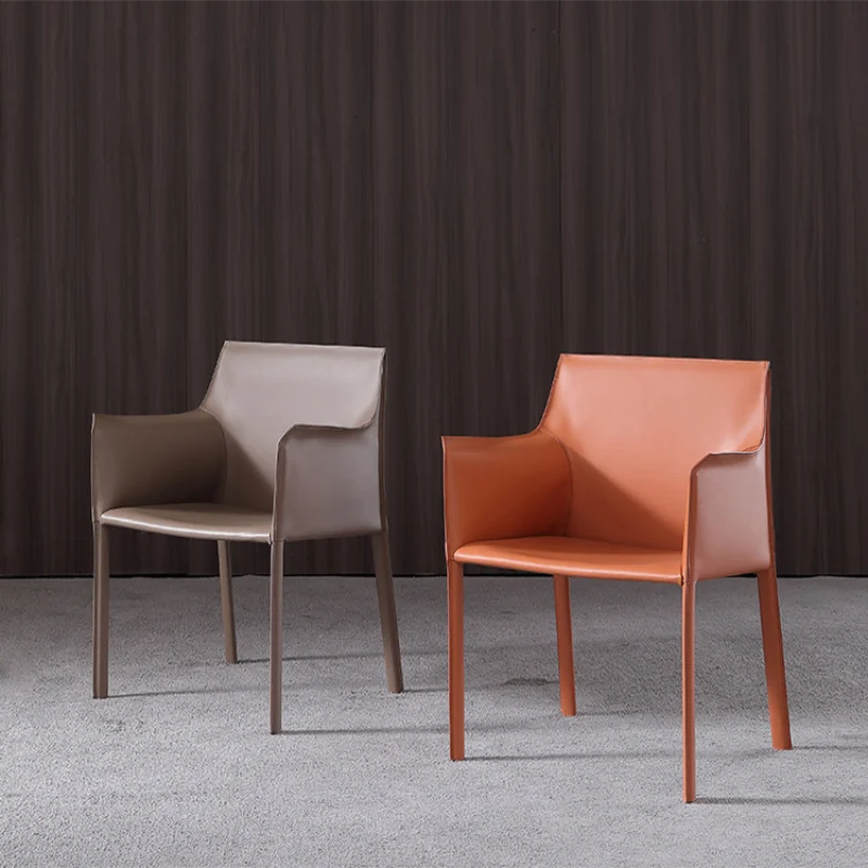 

Nordic Luxury Dining Chairs Modern Simple Backrest Armrest Nordic Leather Reception Kitchen Salon Home Furniture LQQ19YH
