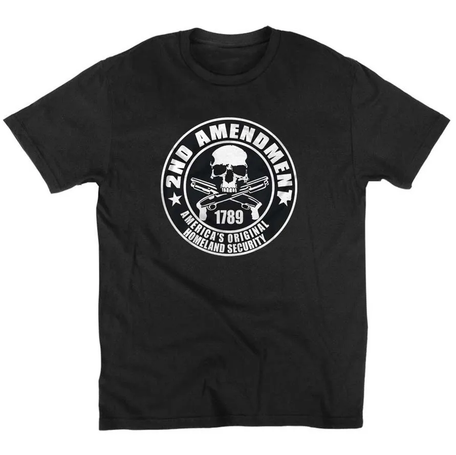 

2nd Amendment Americas Original Homeland Security Patriot Gun T-Shirt leisure short-sleeved euro size O neck t shirt