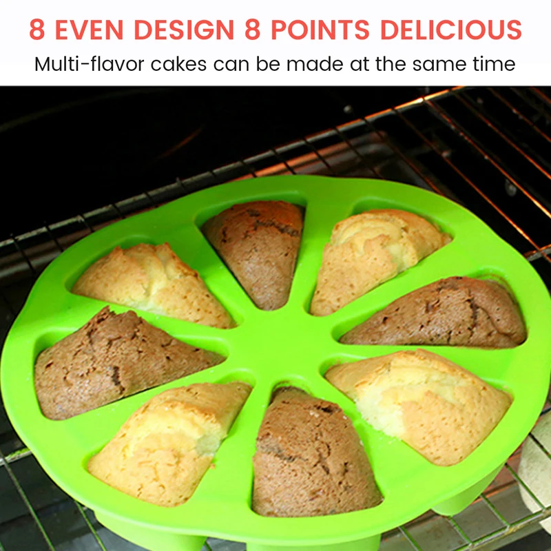 

8 Grids Silicone Cake Mold Orange Shape Striangle Kitchen Pizza Plate Bakeware Non-stick Bread DIY Baking Pastry Cake Molds