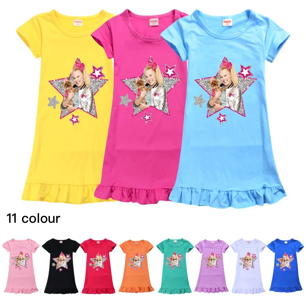 

Girls JOJO Siwa Print Pyjama Night Dress Sleepwear Nightgown Pajama Nightie Cute Princess Nightwear Casual Dress