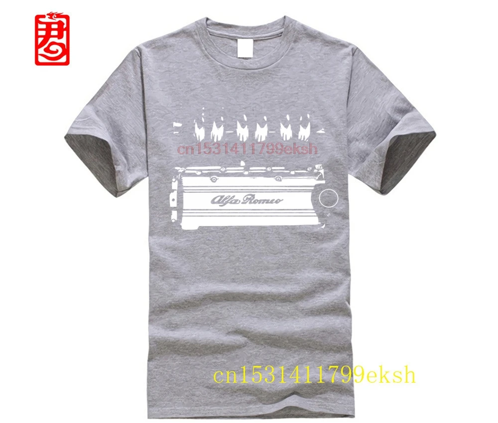 2024 летняя новая крутая футболка Romeo V6 Busso GTV GTA 166 155 GT Alfa Legend Engine Car Gift хлопковая