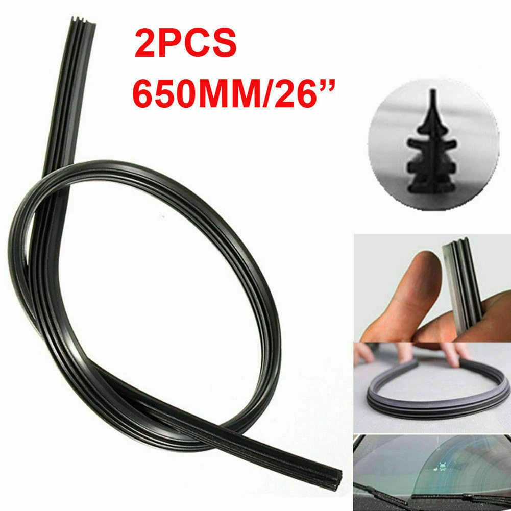 

2Pcs 26inch Silicone Wiper Blade Frameless For Auto Windshield Black Wiper Blade Universal Fits Car Vans Lorries Trucks