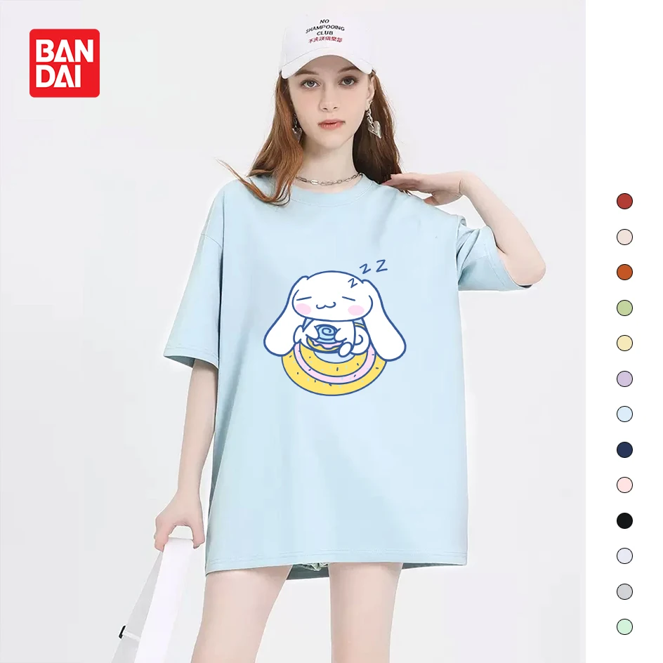 

Милая футболка Bandai Cinnamoroll с мультяшным аниме принтом летние мужские и женские повседневные универсальные Топы с коротким рукавом 2023