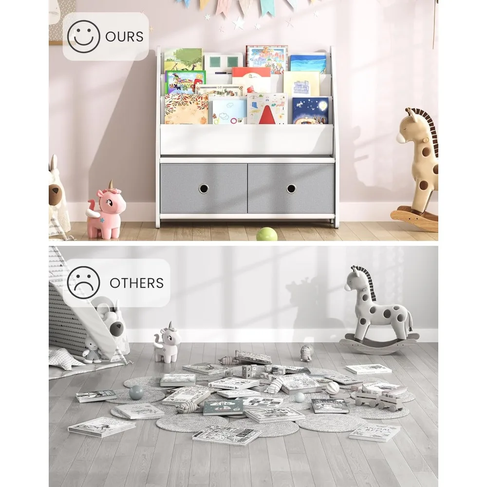 Книжная полка и хранилище игрушек 4-х уровневая для детских книг большой