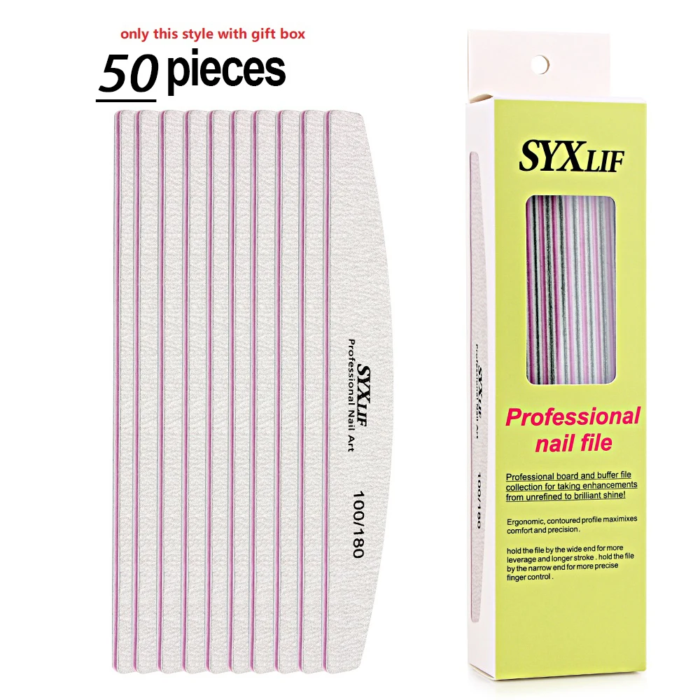 

Wholesale nail files 100 180 Professional nail file sandpaper Thick Nail Files Buffer Half Moon Nail Tool 50pc/lot Japan