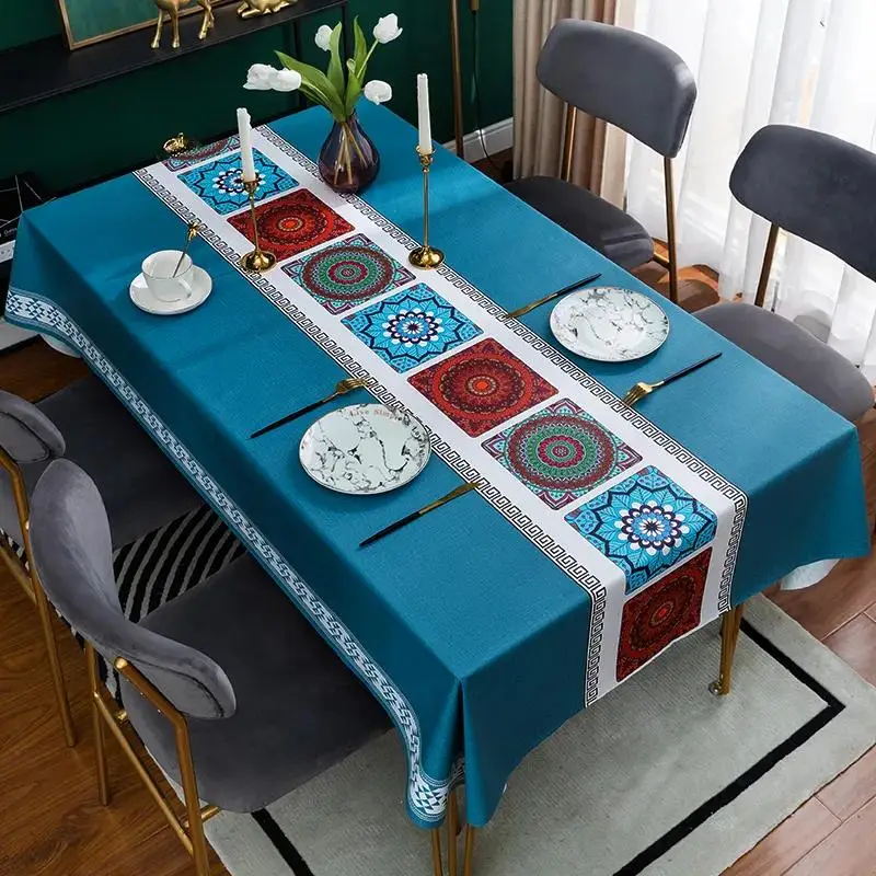 

PVC Tablecloth Waterproof Oil-proof Anti-scald Tablecloth Easy to Clean Tablecloth Tea Table Mat Non-slip Rectangular Tablecloth