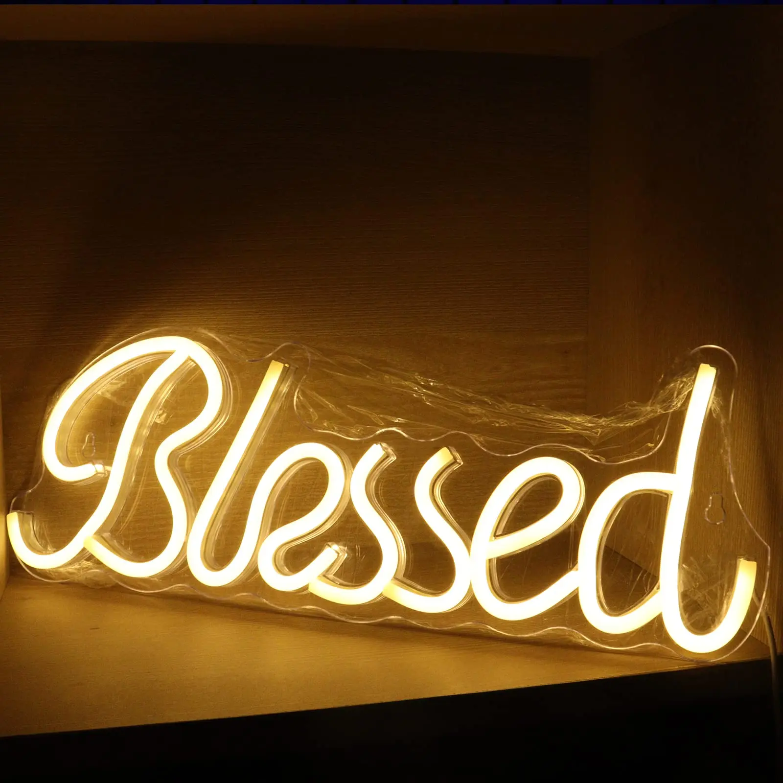 

Blessed Blue Neon Sign For Club USB Powered Light Christma Wedding Birthday Party Shop Edroom Wall Decorating Lamp