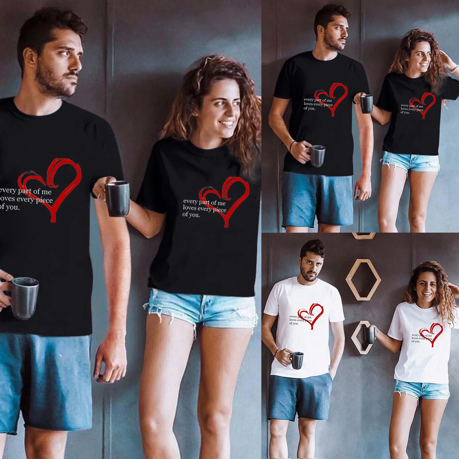 

Womens Casual Short Sleeve Tops Ladies Valentine's Day Print Sweatshirt Blouse Workout T Shirts Women Cotton Long Sleeved Womens