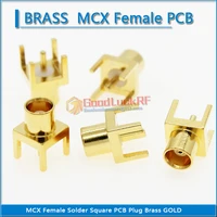 1x pcs mcx female solder square pcb 5 pin bord type plug gold plated brass ptfe mcx socket rf connector