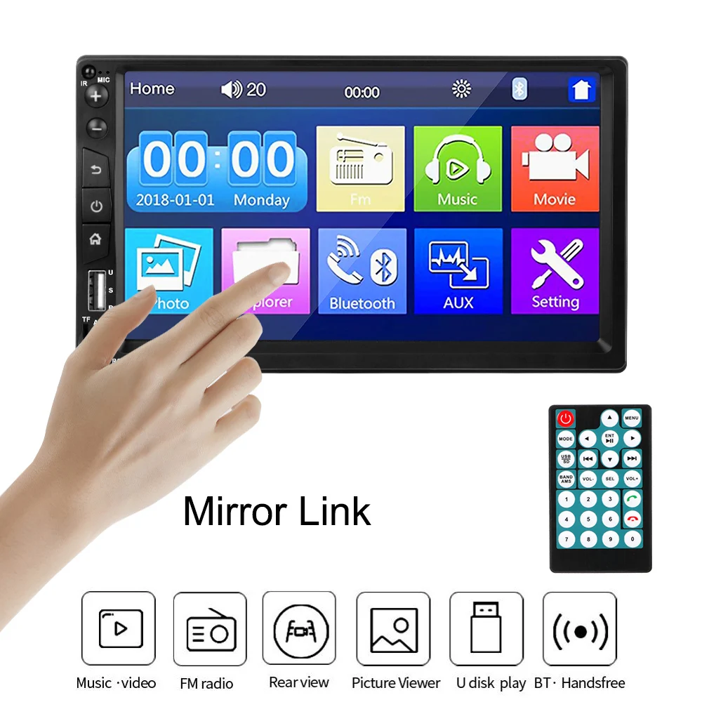 

TF USB FM-приемник сенсорный экран 2Din Mirror Link автомобильное радио Bluetooth универсальный автомобильный стерео Мультимедийный видео MP5 плеер HD 7 дюйм...
