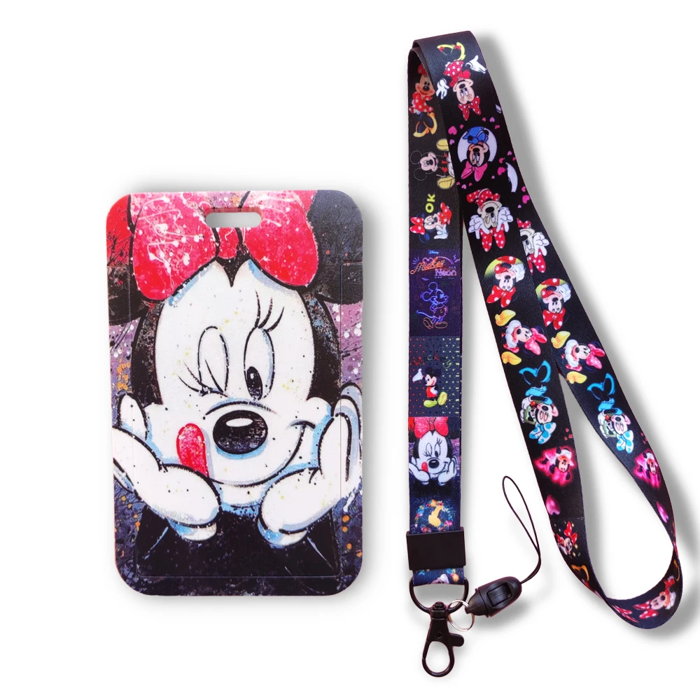 

Disney Mickey Minnie Mouse Women Girls Bank Card Holder Business Badge Card Case Frame ABS Employee ID Name Card Clip