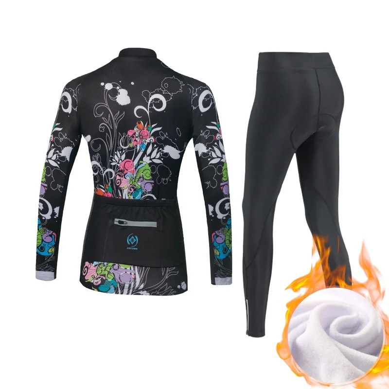 Winter Fleece Riding Bicycle Jerseys Cycling Clothing Set Keep Warm Women Long Sleeve Clothes Suit |