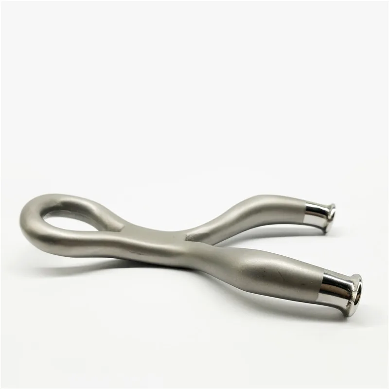 Titanium Steel Recurved Flat Leather Head Over-the-top Slingshot 304 Stainless Cold Bend Outdoor Hunting Catapult Tool |
