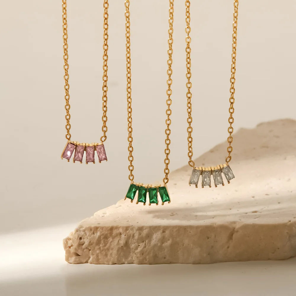 

Zircon Chains Necklace Women Pendant 18K Gold Plated Shiny Diomand Charm Girl Fashion Jewelry Gifts