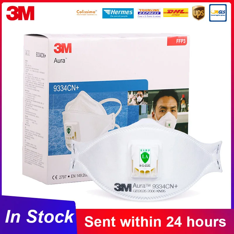 

3M Aura 9334 9334CN FFP3 Masks Reusable KN95 Mask Valve Respirator Original Individual Package Headband Anti-PM2.5 Mascarilla