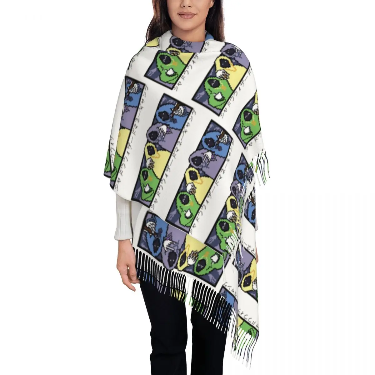 SHADOW WIZARD MONEY GANG Pixel Art Шарф Шарфы с кисточками для женщин Мягкие теплые шали и
