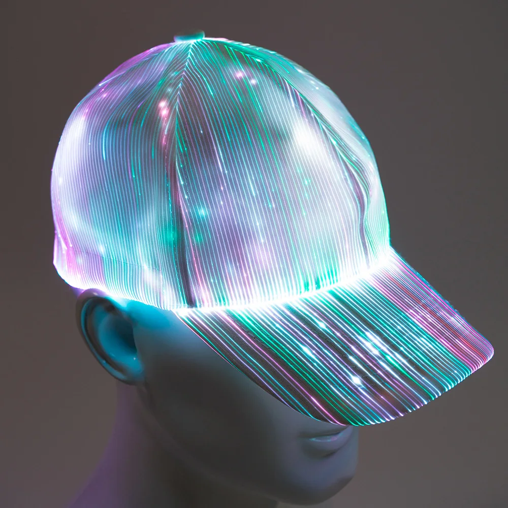 

Новинка, RGB, 7 цветов, мигающая светодиодная волоконно-оптическая шляпа, ночсветильник со встроенной батареей, концертная неоновая светящая...