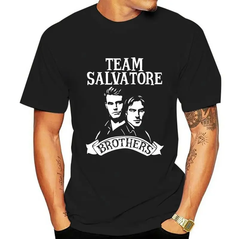 

Футболка для мужчин, Деймон Сальваторе, Дневники вампира, Стефан Сальваторе, хлопковая футболка с короткими рукавами на заказ