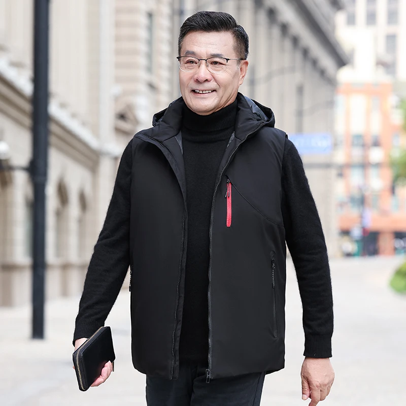 2022 New Fashion Winter Men Down Vest Sleeveless Jacket Men Down Thick Hooded Vests Mens Warm Waistcoat Plus Size 5XL