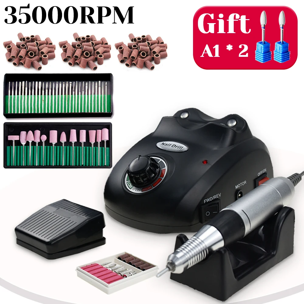 

New Professional Electric Manicure Machine Set 35000RPM Nail Drill Sanding Band Nail Accessories Complete Nail Drill Bits Set