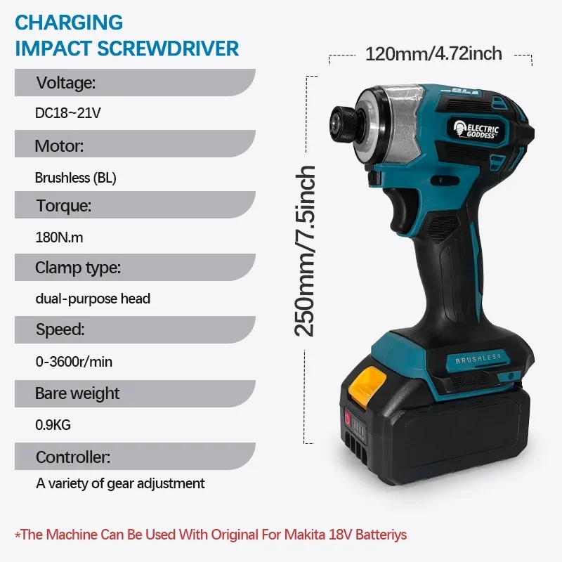 DTD173 Бесщеточная аккумуляторная электрическая отвертка высокой мощности 180 Нм