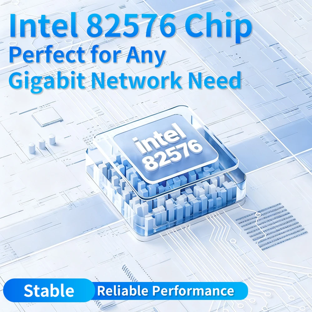Фото INTEL 82576-T2 Gigabit PCIe x1 Двухпортовая сетевая карта настольного компьютера 1000 Мбит/с 2 RJ45 Серверная сетевая карта для Windows Linux №5