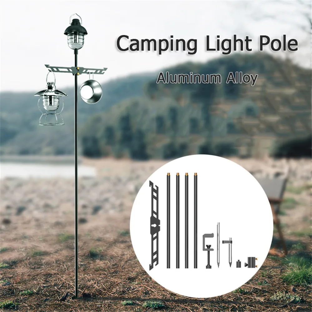 

Camping Light Pole Aluminum Alloy Multifunctional Adjustable Lightweight with 1/4 Adapter Screw Camping Fishing Lantern Stand