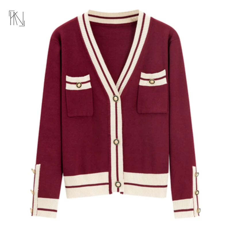 

Korean Women's V-neck Loose Knitted Cardigan 2022 Autumn New Single-breasted Long-sleeved Tops Korean Streetwear