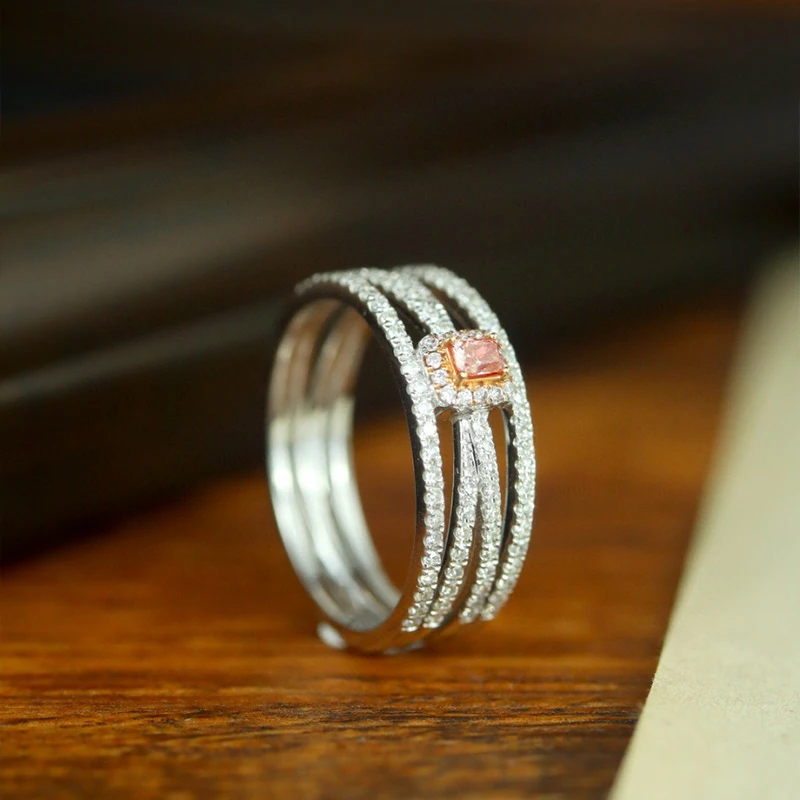 Aazuo Find Jewelry розовый и белый бриллиант 18-каратное твердое золотое классическое