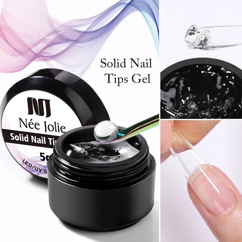 

1Jar Easy Sticky Solid Nail Art Patch Gel Strong Adhesive False Nails Rhinestone UV No-Flowing Modelling Sticky Fake Nails Tips