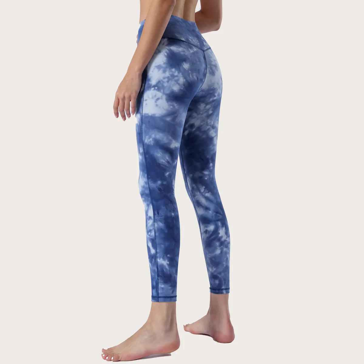 Spring and summer new nude yoga pants women's no embarrassment line high waist hips tie dyed Yoga Fitness pants