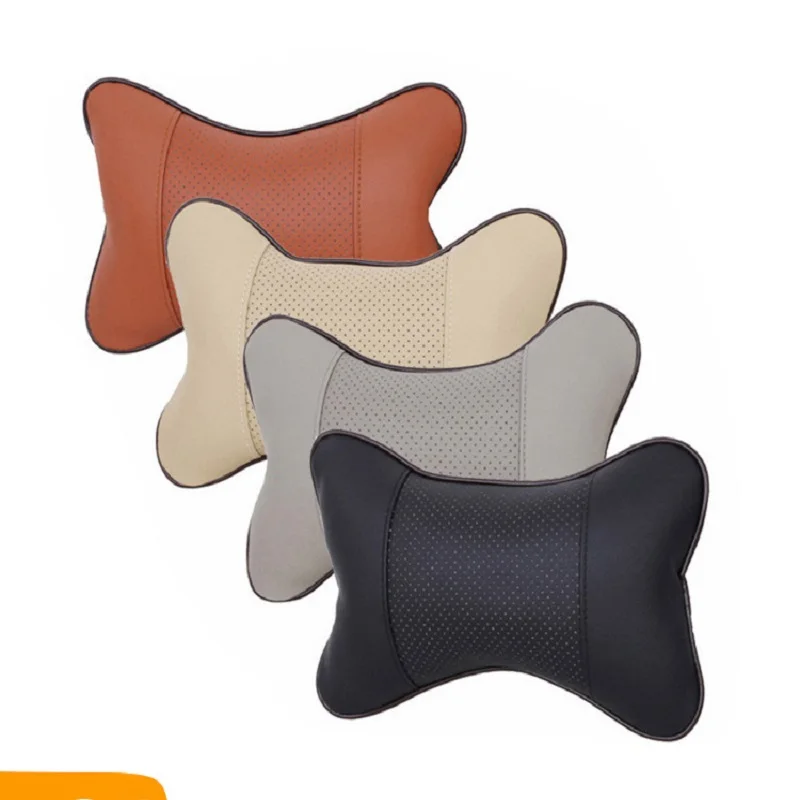 

2 PCS artificial leather car pillow protection your neck/car headrest hole-digging design/auto supplies safety neck pillow