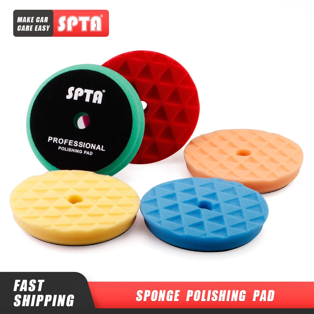 

SPTA 2Pcs & 5Pcs 5inch (125mm)/6inch (150mm) Car Spong Buffing Polishing Pads For DA/RO/GA Car Buffer Polisher (Bulk Sales)