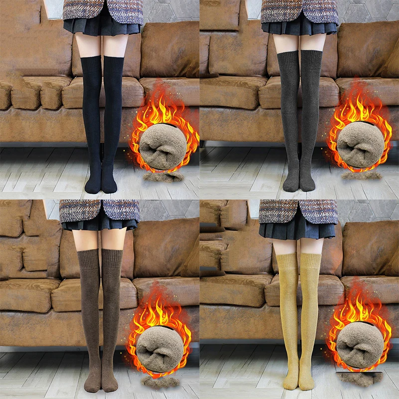 3Pcs/Lot Noble High Socks Knee Socks Stocking Girl Plush Thickened Winter Ladies Stockings Women's Warm Stockings