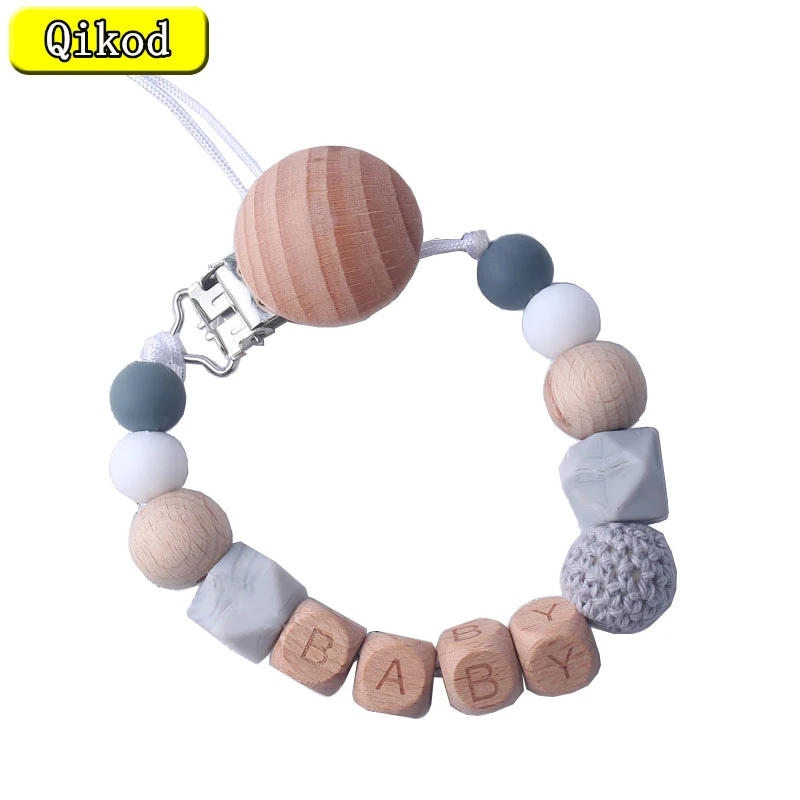 Not Support Personalized Handmade Silicone Pacifier Chains Safe Teething Holder Chain Baby Teether Eco-friendly Pacifier Clips
