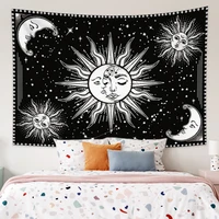 psychedelic sun and moon star tapestry bohemia aesthetic wall hanging hippie trippy bedroom living room dorm decoration blanket