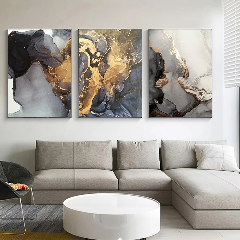 

Abstract Modern Canvas Poster Golden Black Wall Art Painting Nordic Posters and Prints Wall Pictures for Living room Home Decor
