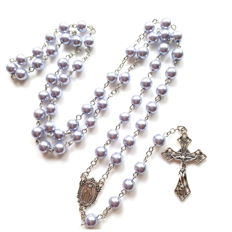 

Glass Pearl Rosary Necklace Bead Chain Pendant Yoga Room Decorations Gift